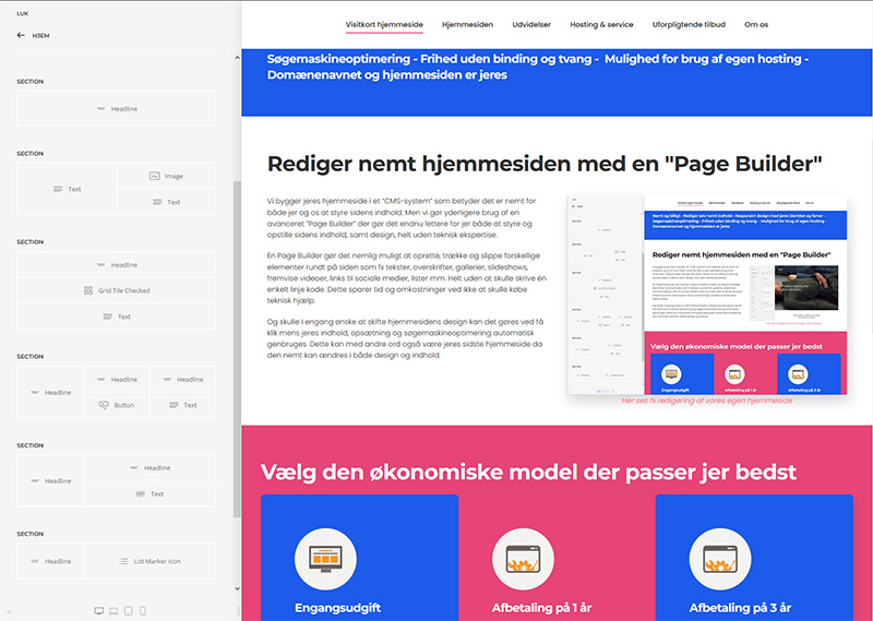 Billig visitkort hjemmeside WordPress Joomla
